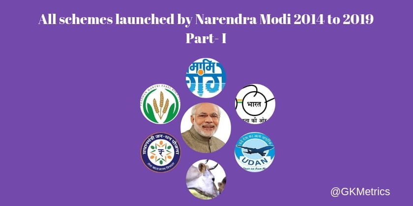 All schemes launched by Narendra Modi 2014 to 2019-Part I